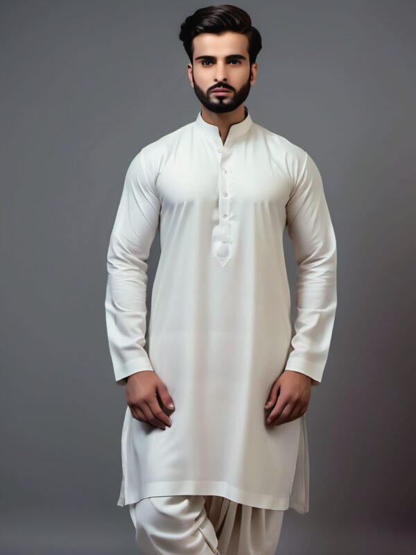 Ahmad Iqbal Unstitch Boski Off White Gents Clothing
