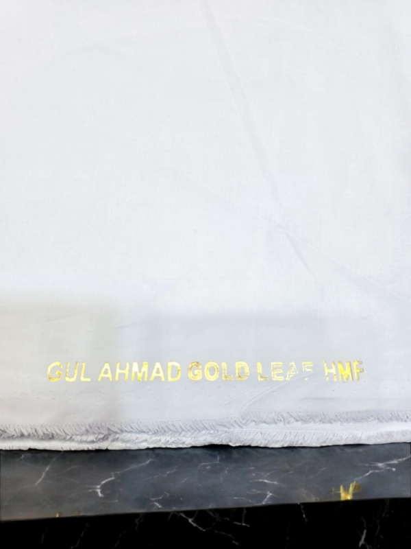 Ahmad Iqbal Cloth House White Unstitch Gold Gents Latha