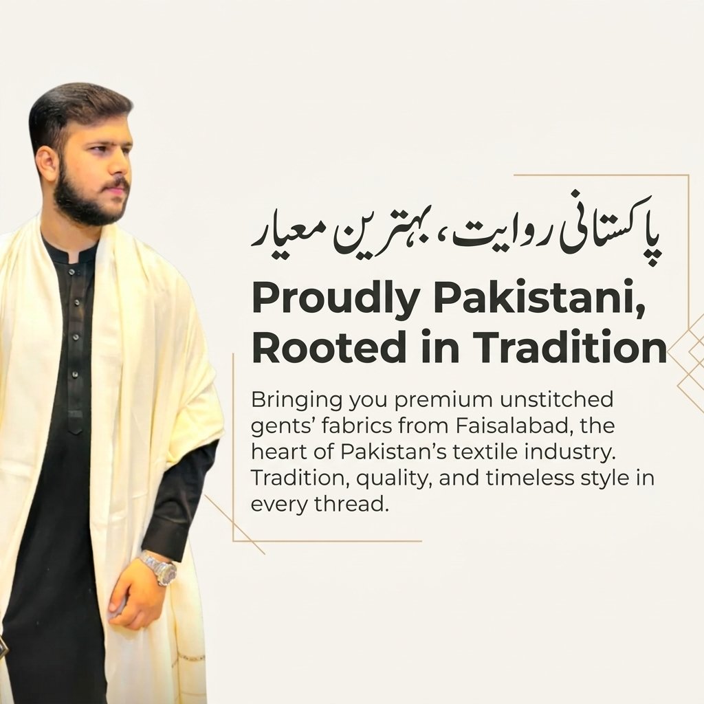 Ahmad Iqbal Cloth House premium Pakistani unstitched gents fabrics in Faisalabad