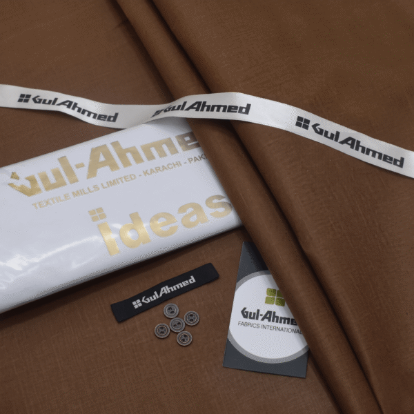 Gul Ahmad Cotton unstitched brown fabric 4.5 meters, Faisalabad Pakistan