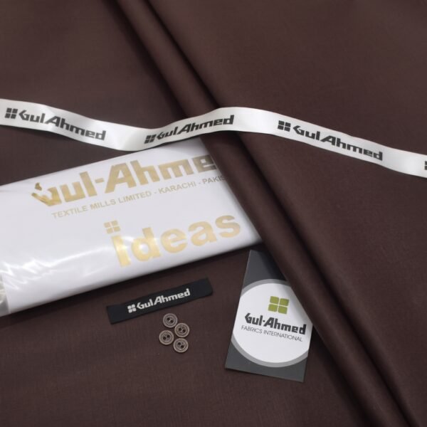 Gul Ahmad Cotton unstitched chocolate brown fabric 4.5 meters, Faisalabad Pakistan