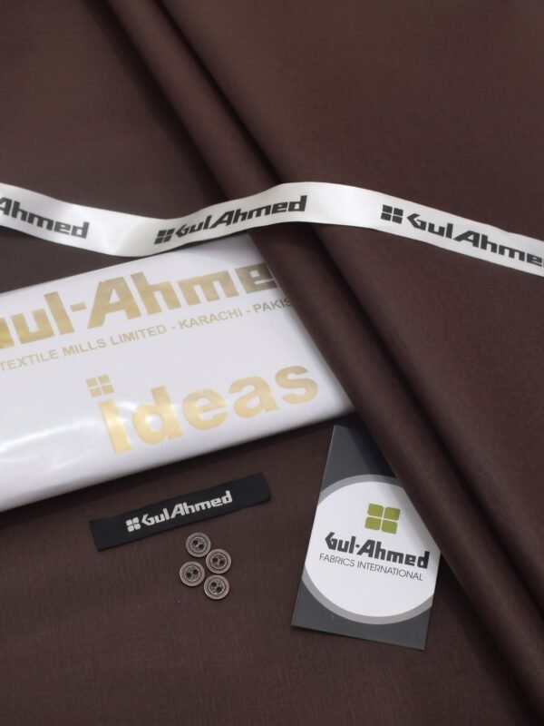 Gul Ahmad Cotton unstitched chocolate brown fabric 4.5 meters, Faisalabad Pakistan
