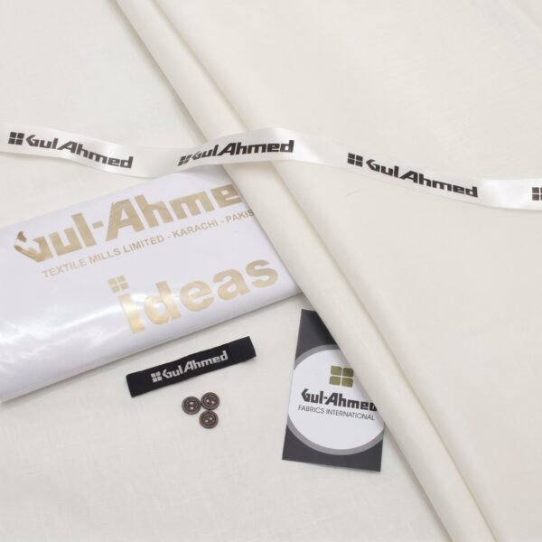 Gul Ahmad Cotton unstitched off white fabric 4.5 meters, Faisalabad Pakistan