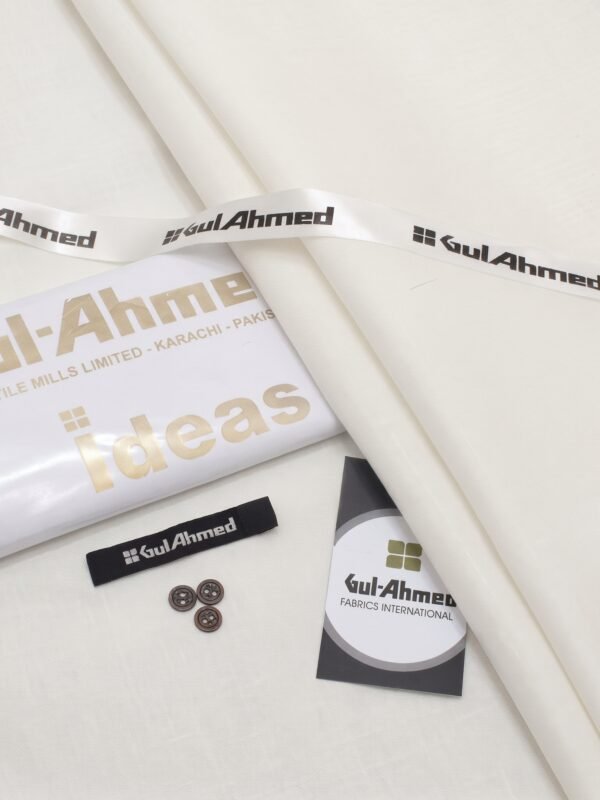 Gul Ahmad Cotton unstitched off white fabric 4.5 meters, Faisalabad Pakistan