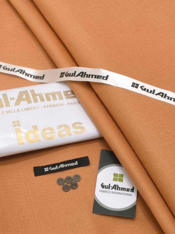 Gul Ahmad Cotton unstitched rust brown fabric 4.5 meters, Faisalabad Pakistan